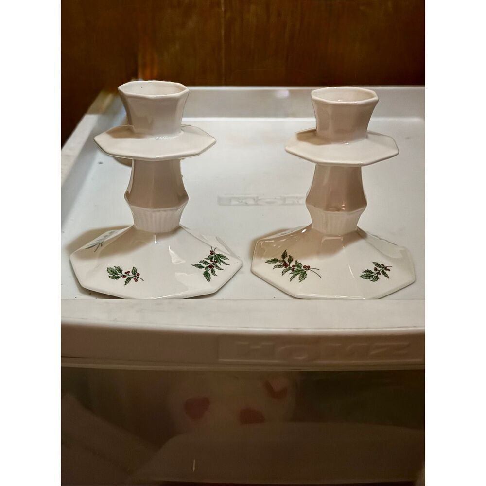 Nikko Happy Holidays Pair Set 2 Candle Holders